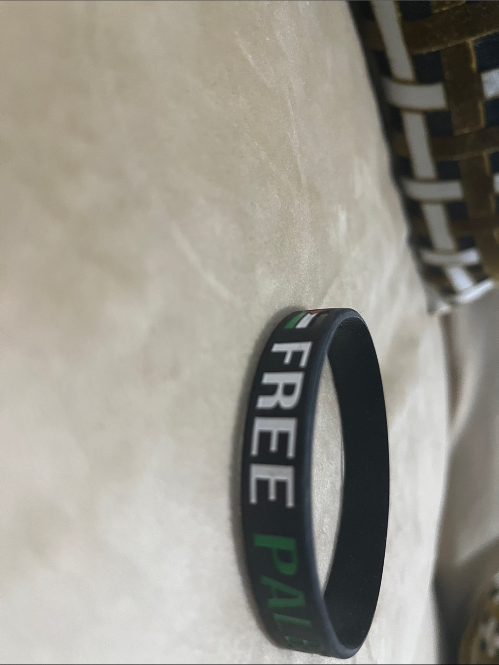 Black Silicone 'FREE PALESTINE' Statement Wristband